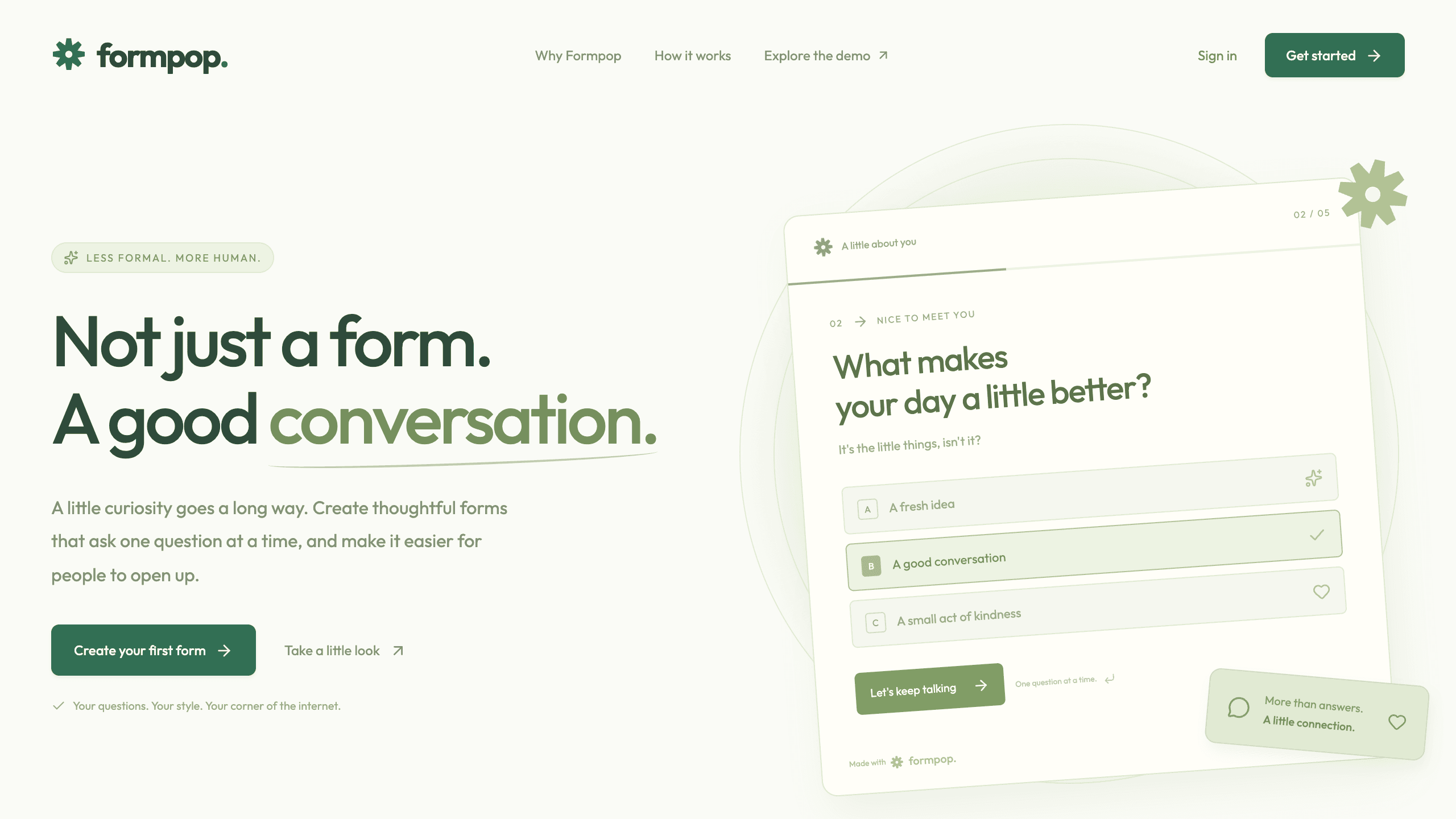 Formpop conversational form builder template with starter forms
